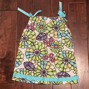 Hanna Andersson Floral Doodle Pillowcase Dress with Ribbon Shoulder Ties